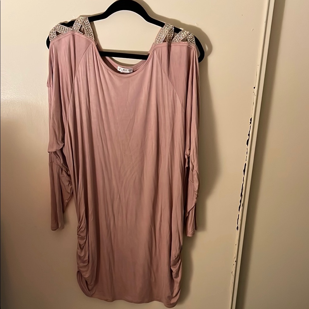 VENUS Blush Pink Cold Shoulder Top